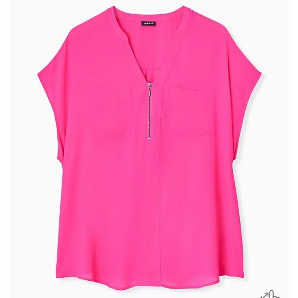 MUST GO | GEORGETTE ZIP-FRONT DOLMAN BLOUSE